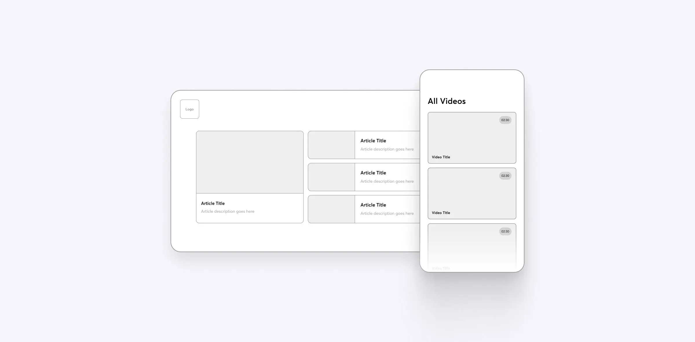 Typical wireframe for desktop and mobile devices