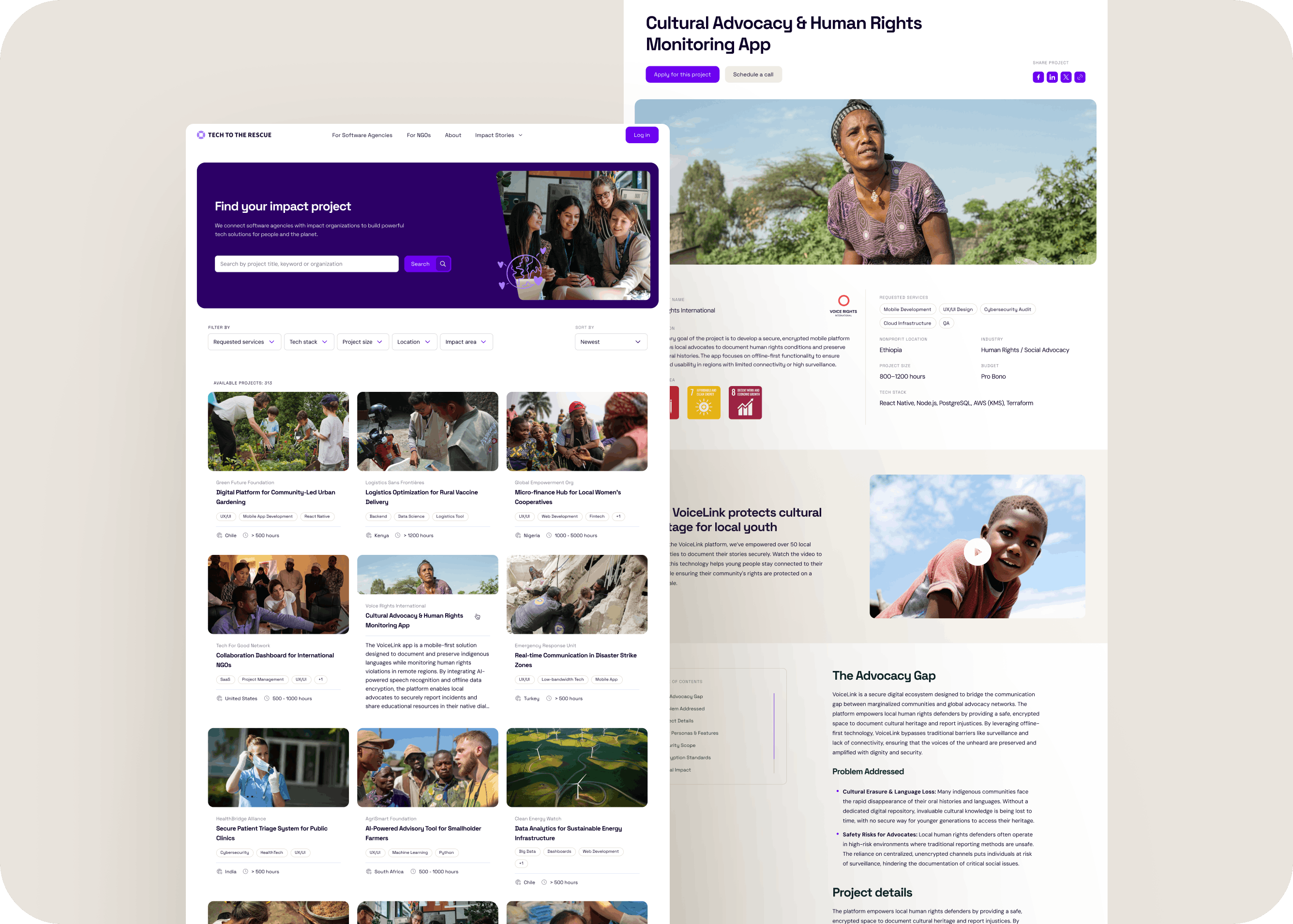 desktop asset for Social Impact Technology industry for Tech to the Rescue