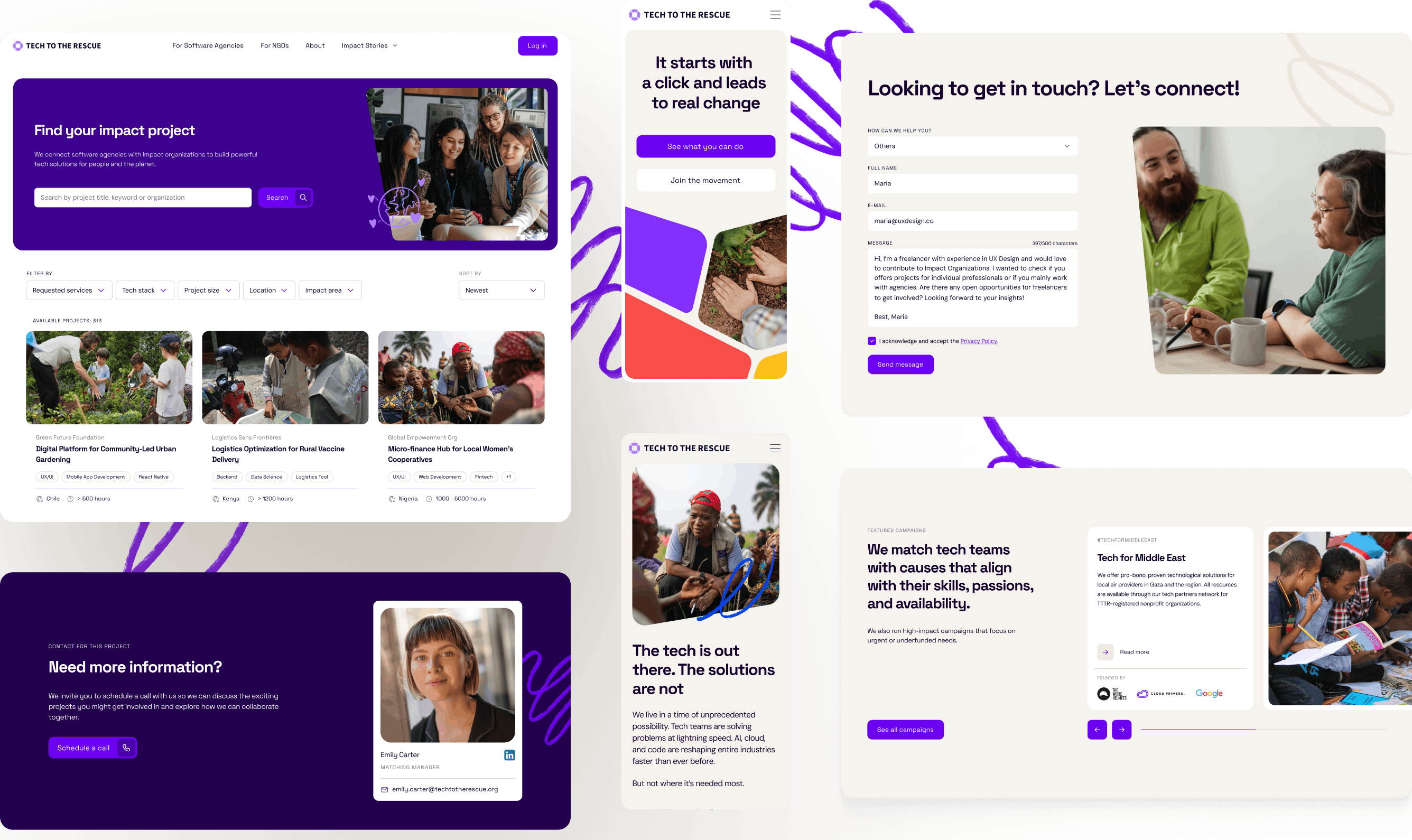 hero desktop for Social Impact Technology industry for Tech to the Rescue